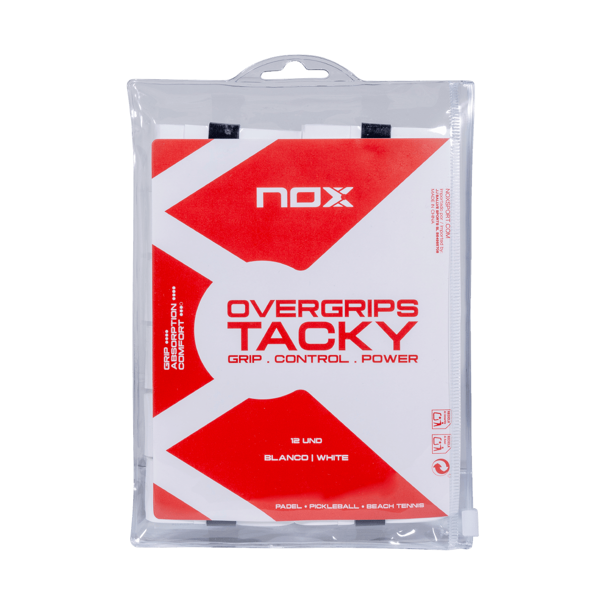 Bolsa 12 Overgrips TACKY Lisos Blanco - NOXOvergrips