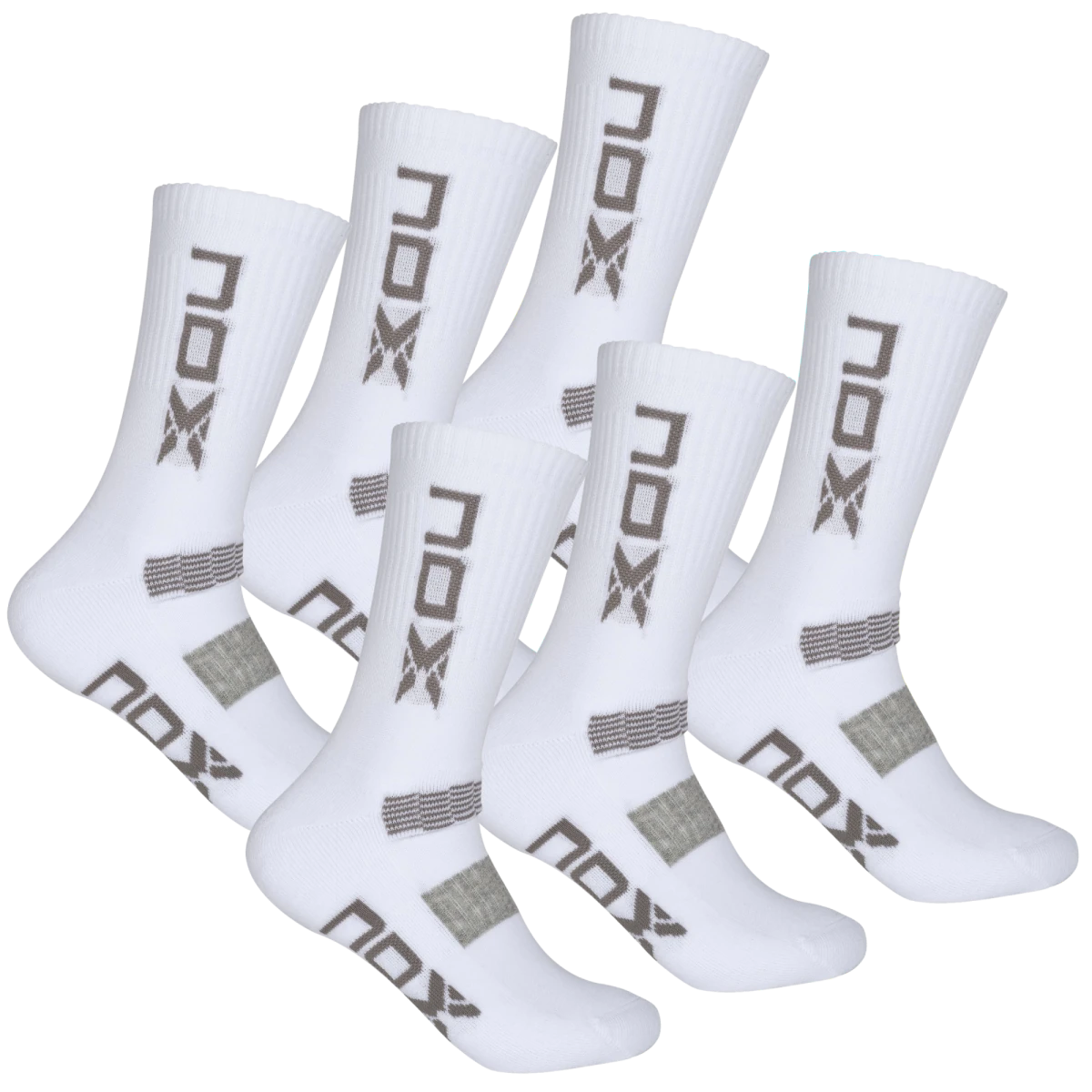 Bolsa 6 pares (2 Uds/Par) - Pack calcetines técnicos MEDIA CAÑA blanco/gris - NOXAllBolsas/Cajas MKP