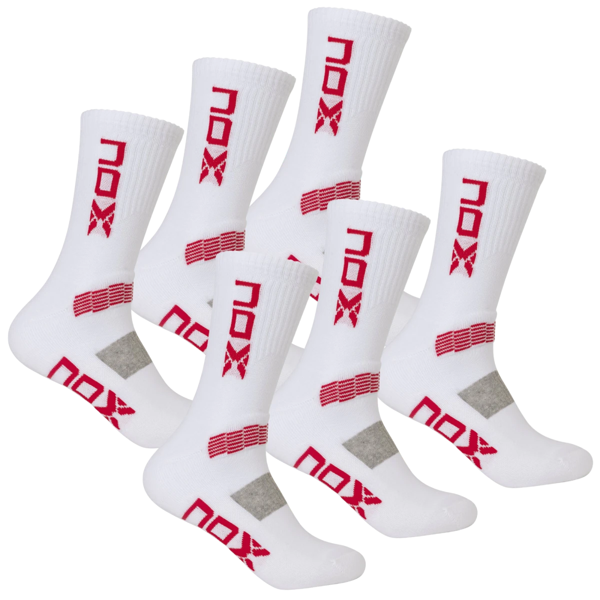 Bolsa 6 pares (2 Uds/Par) - Pack calcetines técnicos MEDIA CAÑA blanco/rojo - NOXAllBolsas/Cajas MKP