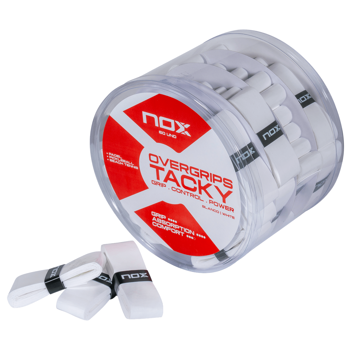 Bote 60 Overgrips TACKY Liso Blanco - NOXOvergrips