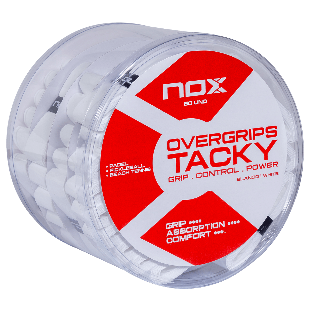 Bote 60 Overgrips TACKY Liso Blanco - NOXOvergrips