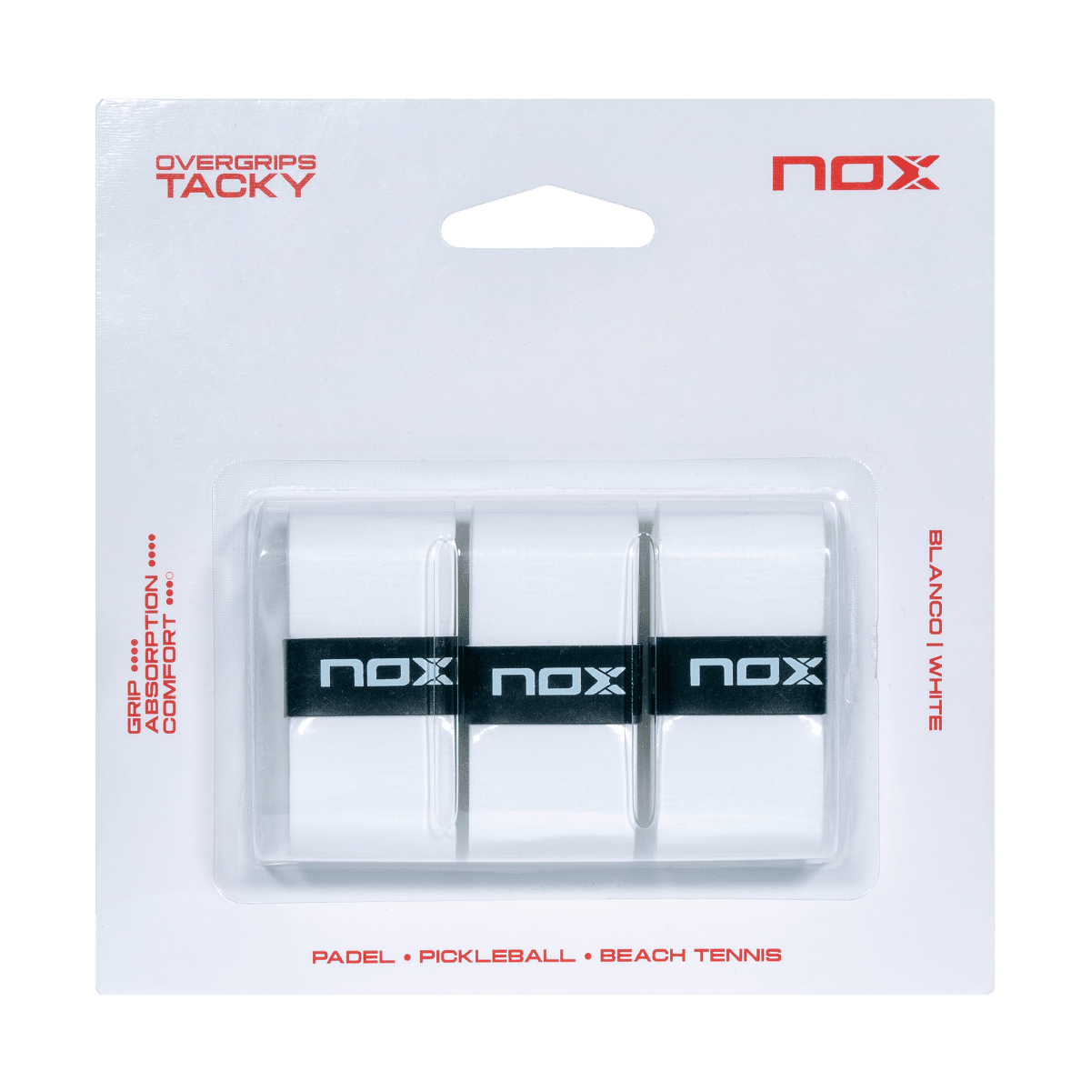 Blíster 3 Overgrips TACKY Lisos Blanco - NOXOvergrips