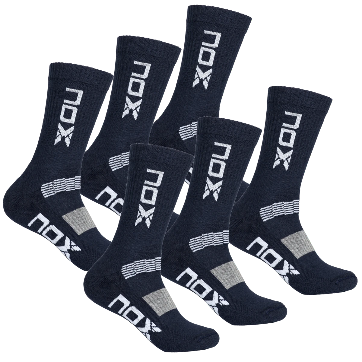 Bolsa 6 pares (2 Uds/Par) - Pack calcetines técnicos MEDIA CAÑA azul marino/blanco - NOXAllBolsas/Cajas MKP