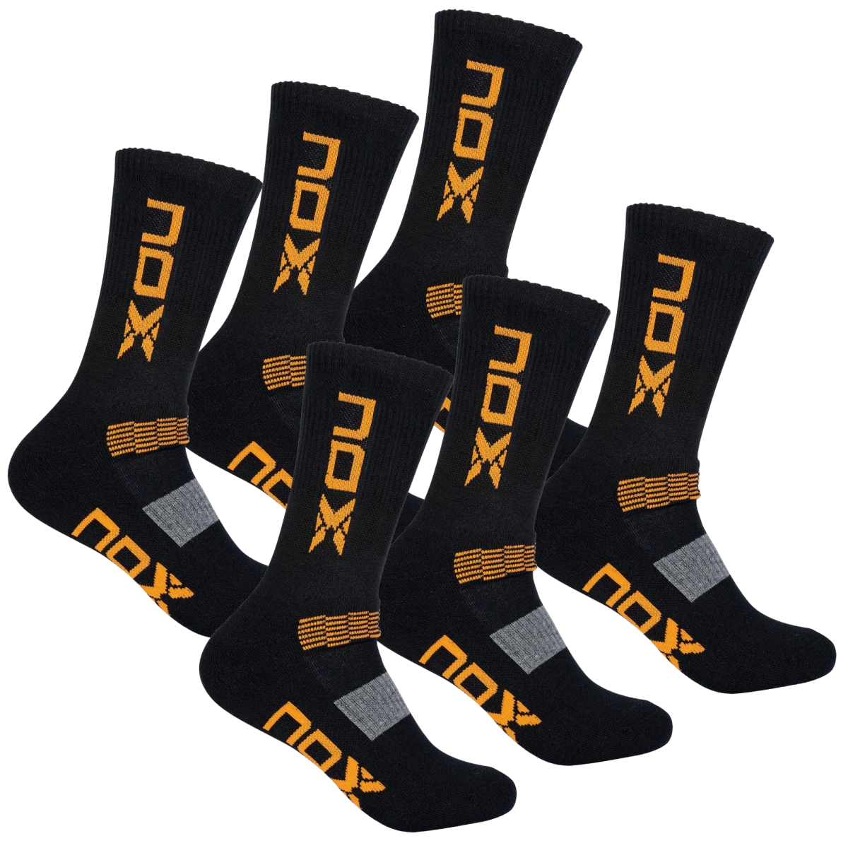 Bolsa 6 pares (2 Uds/Par) - Pack calcetines técnicos MEDIA CAÑA negro/naranja - NOXAllBolsas/Cajas MKP