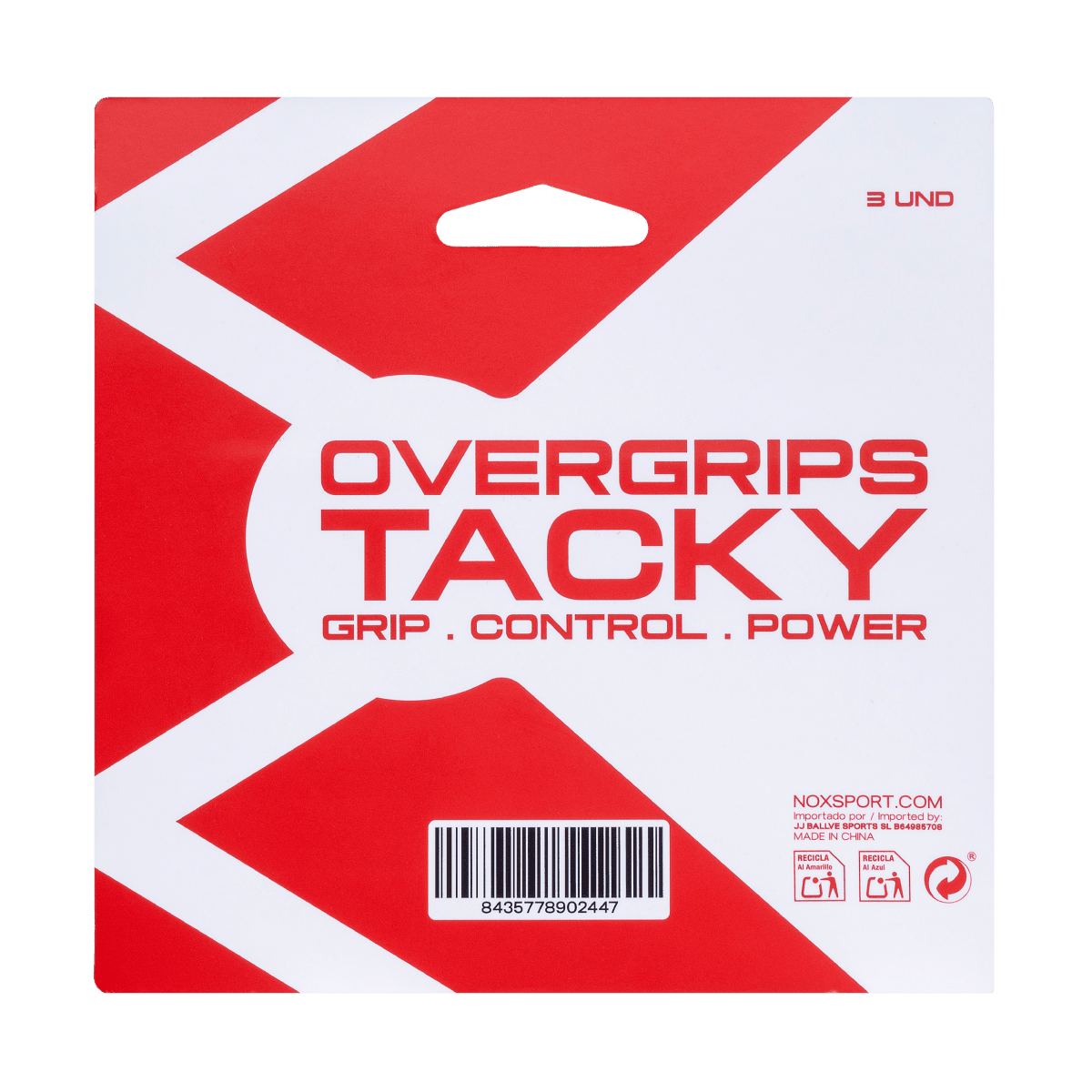 Caja de 6 uds - Blíster 3 Overgrips TACKY Blanco - NOXOvergrips