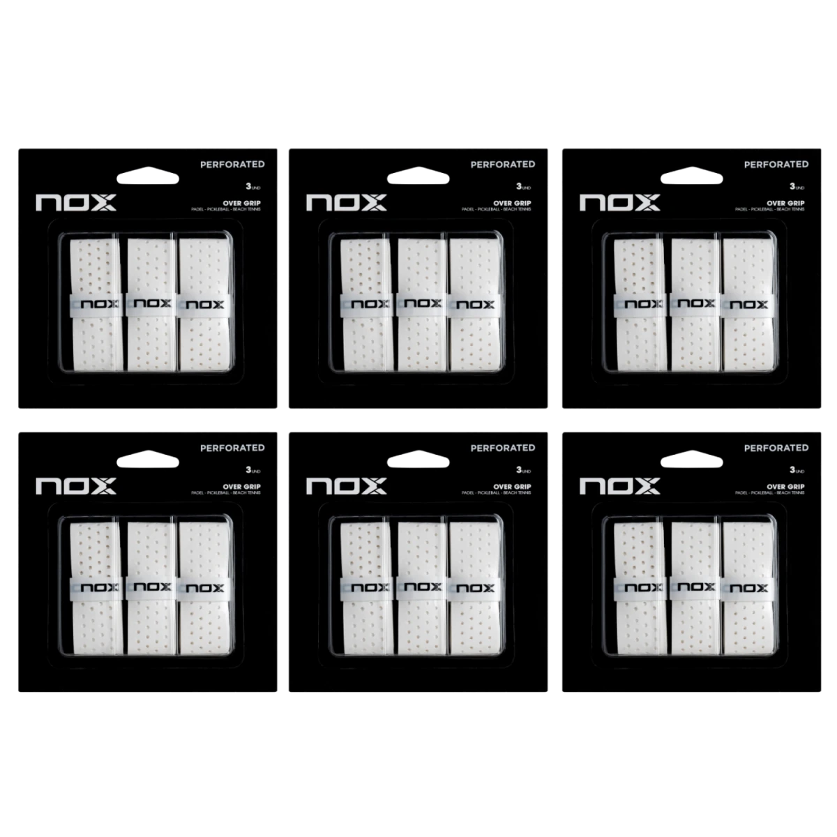 Caja de 6 uds. - Overgrip PRO Blanco Perforado (3 Uds/Blister) - NOXAllBolsas/Cajas MKP