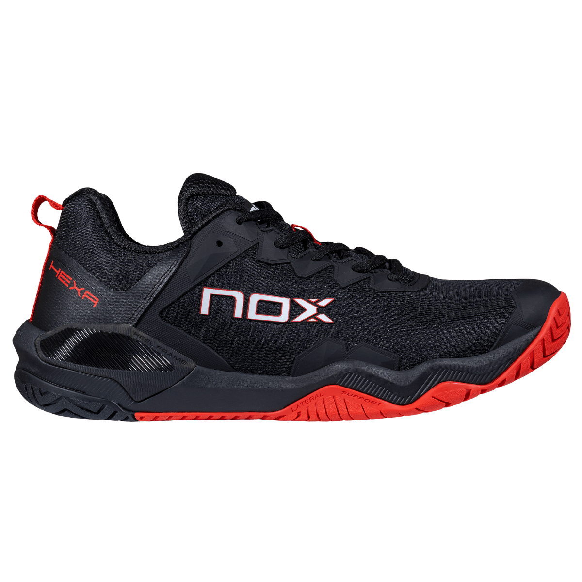Zapatillas de Pickleball LUX HEXA Black/Molten Lava - NOXZapatillas Pickleball