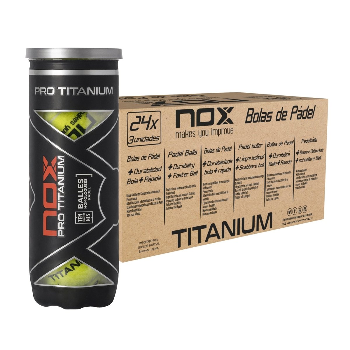 Caixa de 24 latas de 3 bolas de paddle PRO TITANIUM